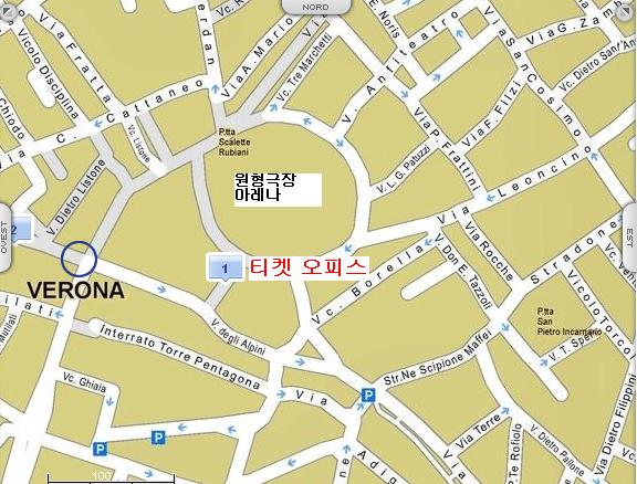 베로나 오페라 티켓 오피스 지도